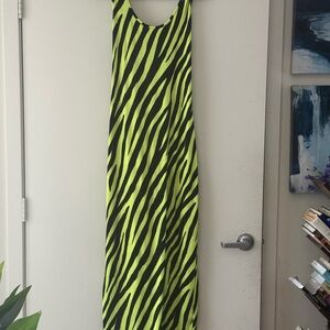 Neon Green Zebra Print Maxi Dress - Women